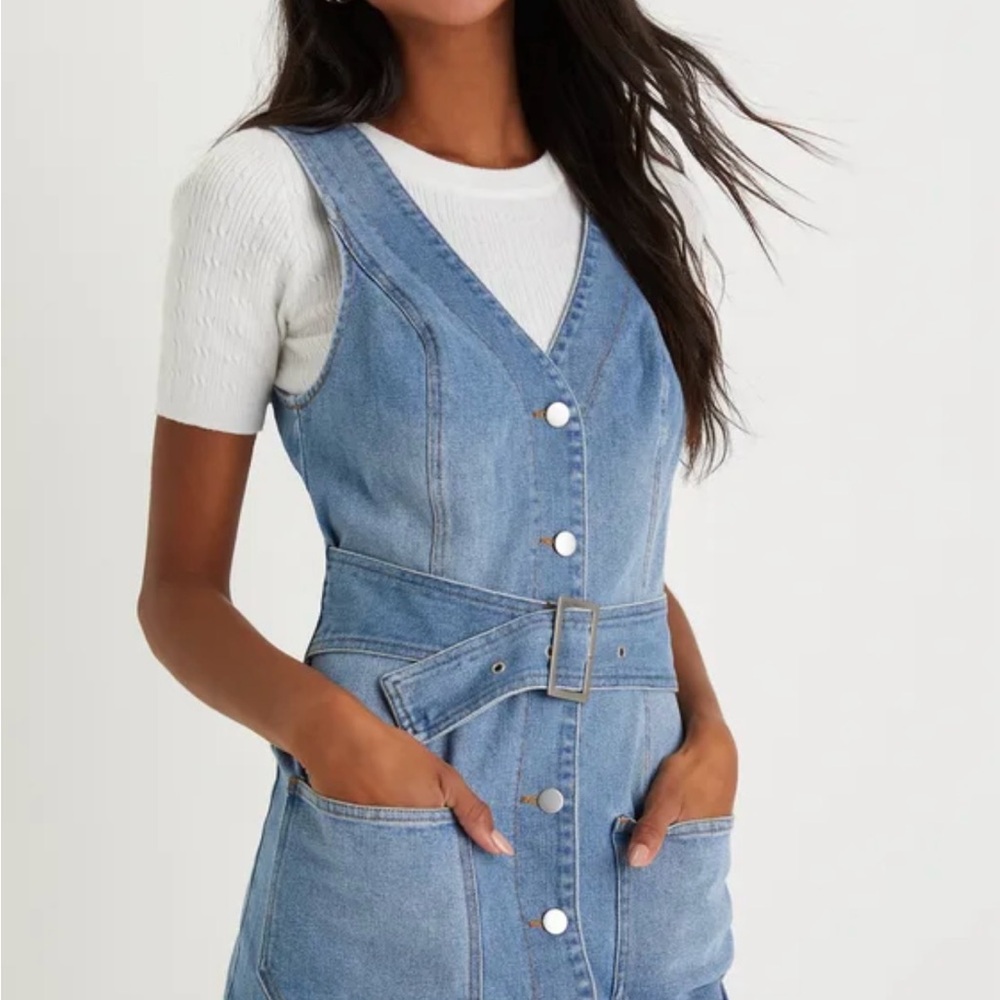 Lulu's Blue Denim Overall Jumpsuit